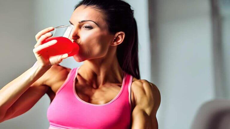 fitness lady drinking fresh juice