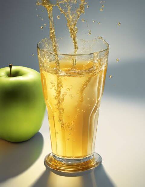 fresh apple juice in a clear glass