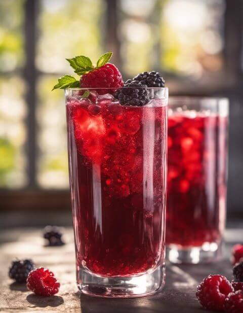 fresh berry juice in a clear glass