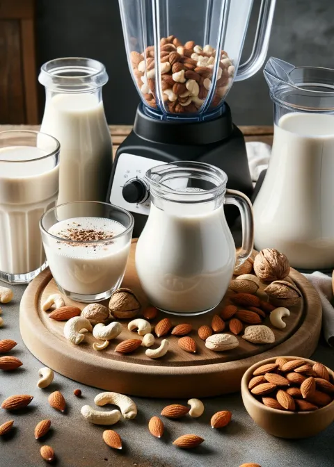 an array of fresh nut milks