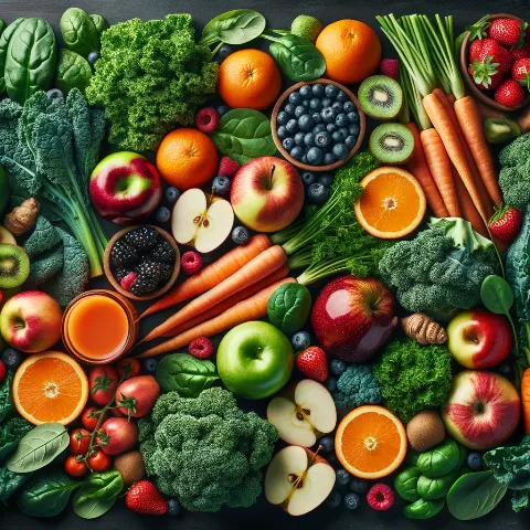diverse array of fruits and vegetables that are ideal for juicing