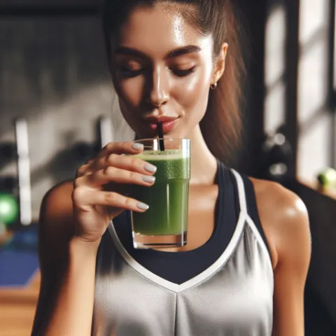 woman in active wear taking a sip